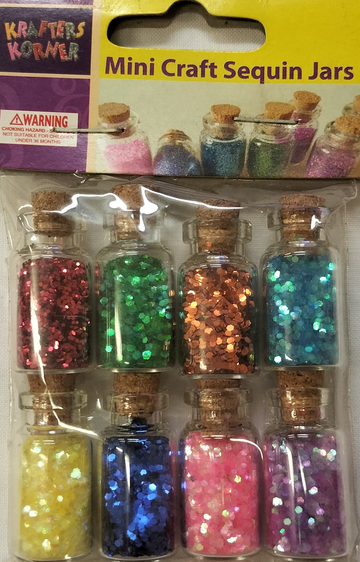 Mini Craft Gem Sequins Assorted Colours Pack of 8 Mini Jars